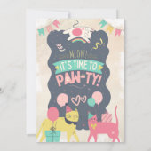 Schattig kitten / kat Laten we pawty verjaardagsfe Kaart (Achterkant)