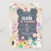 Schattig kitten / kat Laten we pawty verjaardagsfe Kaart (Voorkant / Achterkant)