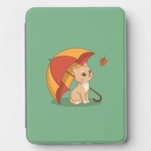 Schattig Kitten Kat Rood Geel Paraplu Herfst Groen