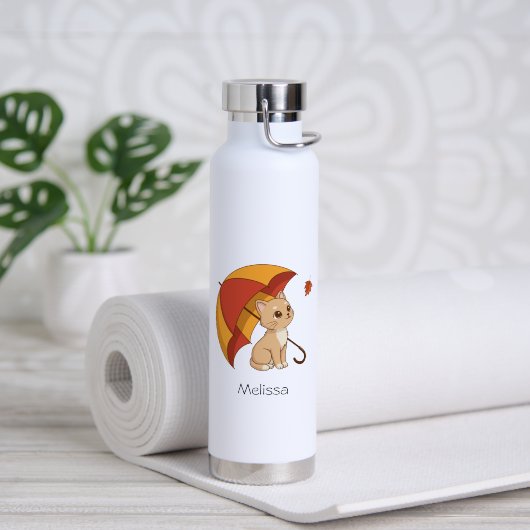 Schattig Kitten Kat Rood Geel Paraplu Herfst Waterfles (Yoga (Gedraaid) )