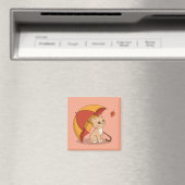 Schattig Kitten Kat Rood Geel Paraplu Val Roze Magneet (Insitu (Vaatwasser))
