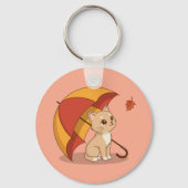 Schattig Kitten Kat Rood Geel Paraplu Val Roze Sleutelhanger (Achterkant)