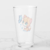 Schattig kitten/kat & vlinder glas (Achterkant)