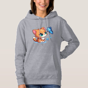 Schattig kitten/kat & vlinder hoodie