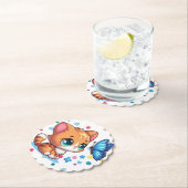 Schattig kitten/kat & vlinder kartonnen onderzetters (Insitu)