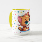 Schattig kitten/kat & vlinder  mok (Voorkant links)