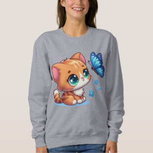 Schattig kitten/kat & vlinder trui
