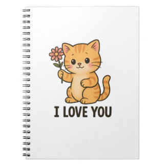 Schattig Kitten met Bloem – IK HOU VAN JE Schattig Notitieboek