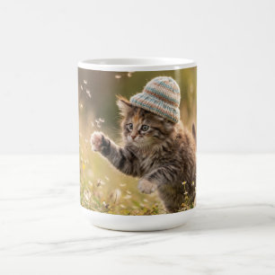 Schattig Kitten met een Hoed die Speelt met Paarde Koffiemok