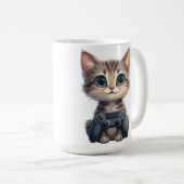 Schattig Kitten met Game Controller Gamer Kat Koffiemok (Voorkant rechts)