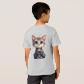 Schattig Kitten met Game Controller Gamer Kat T-shirt (Achterkant volledig)