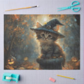 Schattig Kitten met Heksenhoed Decoupage Tissuepapier (Craft)