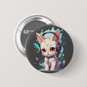 Schattig Kitten met Hoofdtelefoon Magie Ronde Button 5,7 Cm (Voorkant /achterkant)