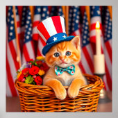 Schattig Kitten met Patriotische Hoed Poster (Voorkant)