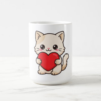 Schattig Kitten met Rode Hart - Aardige Kawaii Ca Koffiemok