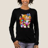 Schattig Kitten met Roze Bloem Tri-Blend Shirt (Voorkant)