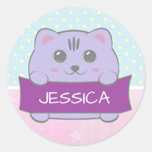 Schattig Kitten Persoonlijke Stippen Ronde Sticker
