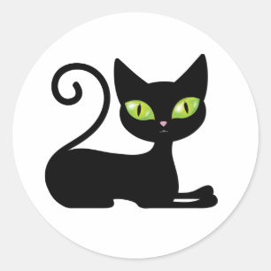 Schattig Kitten Poes Cartoon Halloween Zwart Kat Ronde Sticker