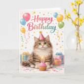 Schattig Kitten Purr-fecte Verjaardag Kaart (Gele Bloem)