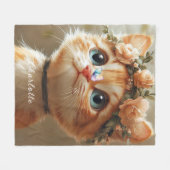 Schattig Kitten  Roze Bloemen Vlinder Fleece Deken (Voorkant (Horizontaal))