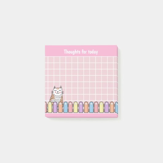 Schattig Kitten Roze Gedachten Voor Vandaag Post-it® Notes (Voorkant)