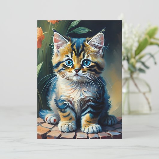 Schattig Kitten schilderij Kaart (Staand voorkant)