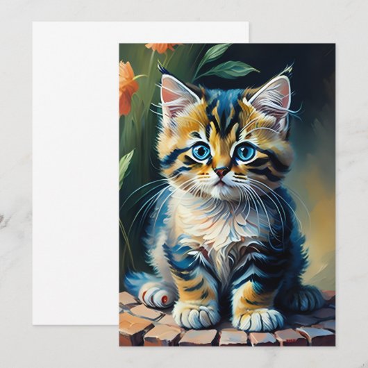 Schattig Kitten schilderij Kaart (Voorkant / Achterkant)