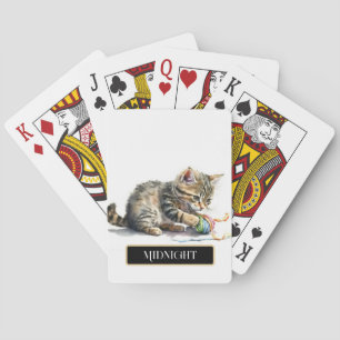 Schattig Kitten Speelt met Garens Personaliseer Pokerkaarten