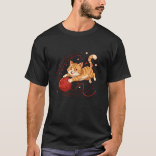 Schattig Kitten Speelt met Rode Draad voor Kattenl T-shirt