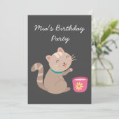 Schattig kitten theekopje meisje verjaardag theefe kaart (Staand voorkant)