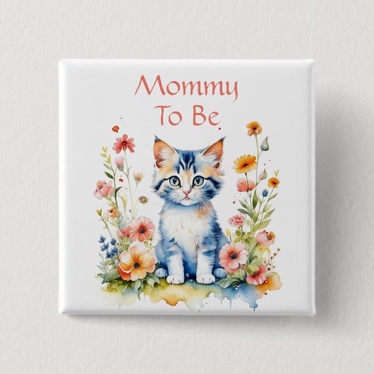 Schattig kitten thema mama om Baby shower te zijn Vierkante Button 5,1 Cm (Voorkant)