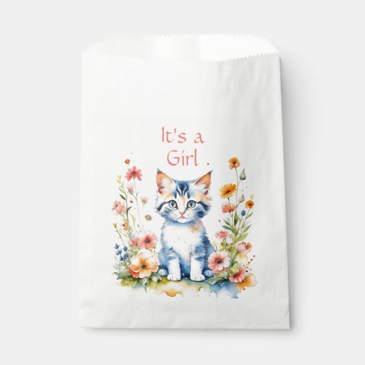 Schattig kitten thema meisje Baby shower Bedankzakje (Voorkant)