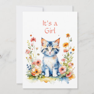 Schattig kitten thema meisje Baby shower Kaart