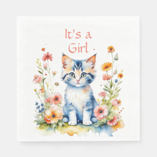 Schattig kitten thema meisje Baby shower Servet