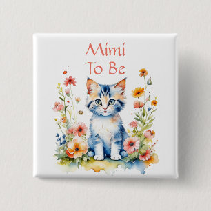 Schattig kitten thema mimi om Baby shower Vierkante Button 5,1 Cm