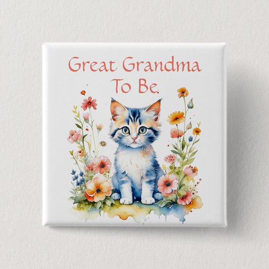 Schattig kitten thema oma om Baby shower te zijn Vierkante Button 5,1 Cm (Voorkant)