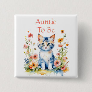 Schattig kitten thema tante om Baby shower te zijn Vierkante Button 5,1 Cm