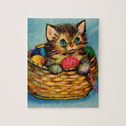 schattig kitten uit de jaren veertig in de breiman legpuzzel (Verticaal)