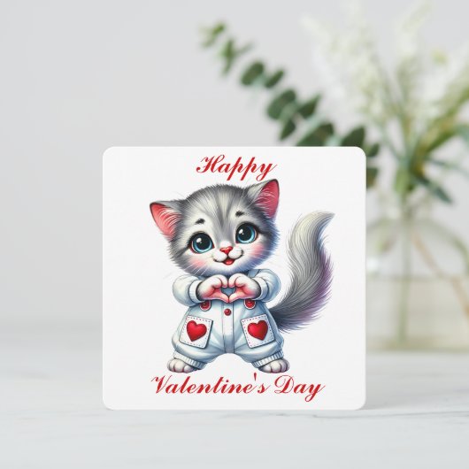 Schattig Kitten - Valentijnsdag Kaart (Staand voorkant)