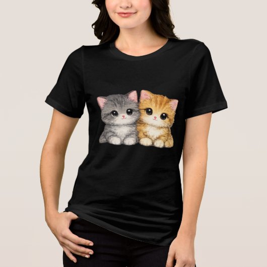 Schattig Kittens Duo Tri-Blend Shirt (Voorkant)