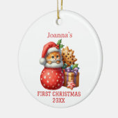 Schattig Kittens Eerste Kerstmis Keramisch Ornament (Links)