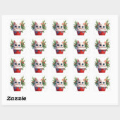 ❄️ Schattig Kittens Kerstkous Kijken 🐾 Vierkante Sticker (Vel)