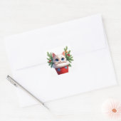 ❄️ Schattig Kittens Kerstkous Kijken 🐾 Vierkante Sticker (Envelop)