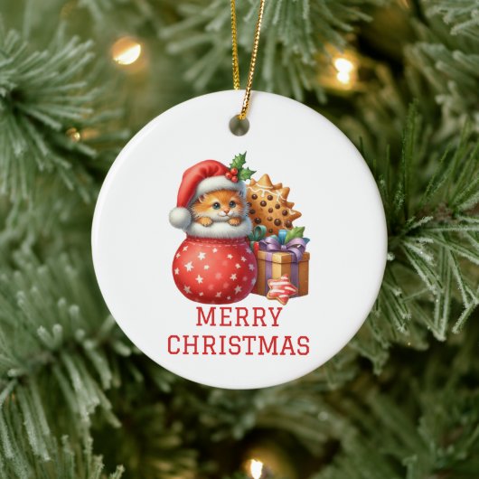 Schattig Kittens Kerstmis Keramisch Ornament (Boom)