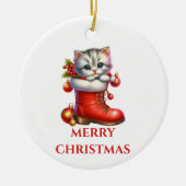 Schattig Kittens Kerstmis Keramisch Ornament (Voorkant)