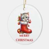 Schattig Kittens Kerstmis Keramisch Ornament (Links)