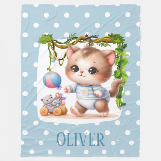 Schattig Kittenspeels Punt Elegant Fleece Deken (Voorkant)