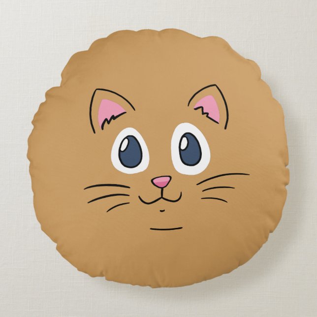 Schattig Kittiegezicht Rond Kussen (Voorkant)