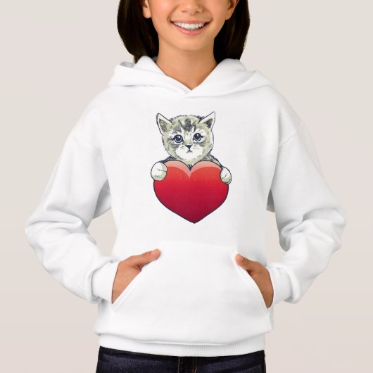 Schattig Kitty Gezicht Kat Rode Hart (Voorkant)