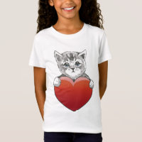 Schattig Kitty Gezicht Kat Rode Hart